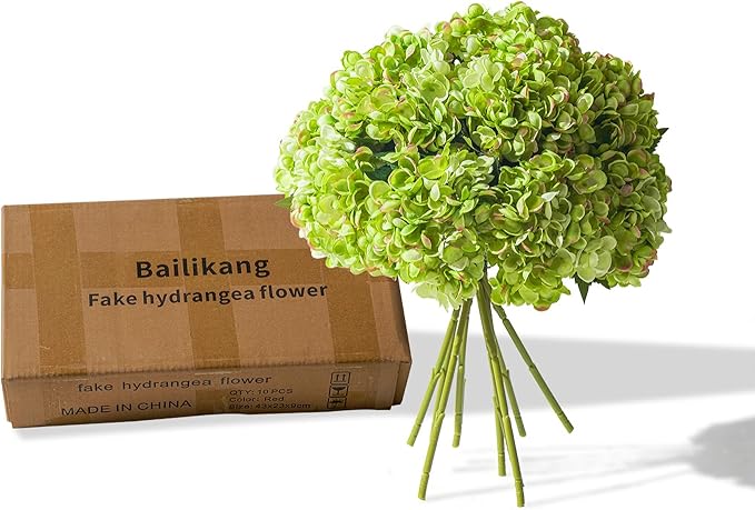 10PCS Faux Hydrangea Flower Hydrangea Artificial Flowers Hydrangea Bouquet Faux Flower Table Centerpieces for Home Wedding Bridal Bouquet Office Party DIY Floral Decor
