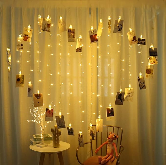 20 Photo Clip String Lights LED Fairy Twinkle Lights for Hanging Pictures,Home Wall Halloween Thanksgiving Christmas Party Wedding Festival Indoor Outdoor Decor
