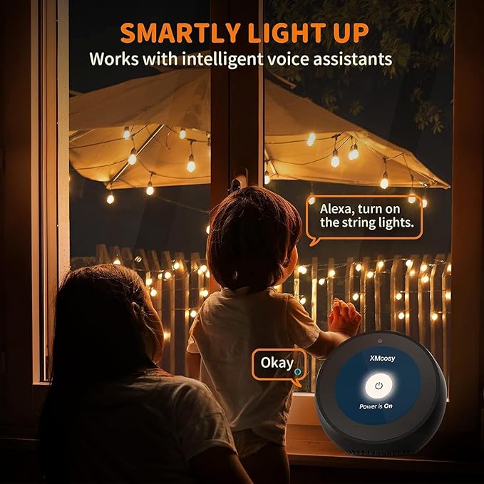 XMCOSY+ Patio Lights, Smart 50Ft Outdoor String Lights with 25 Dimmable G40 Globe Bulbs, APP Control, Work with Alexa, Connectable Waterproof LED Outdoor Light
