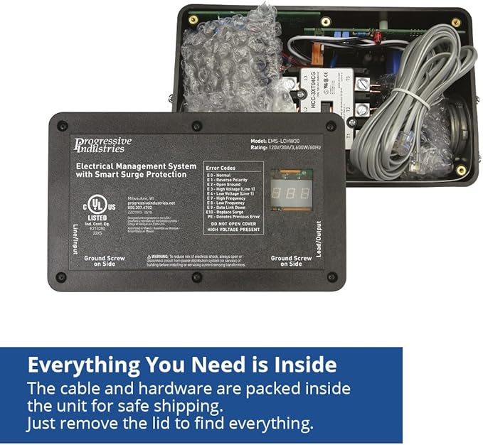 Progressive Industries EMS-LCHW30 Heavy Duty RV Surge Protector, Black, 30 Amp