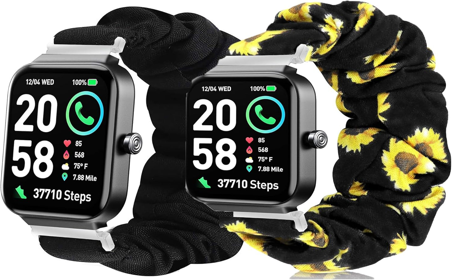 Fabric Elastic Scrunchie Watch Bands for Fitpolo IDW15 Smart Watch, Cute Replacement Straps for 1.8" Smart Watch