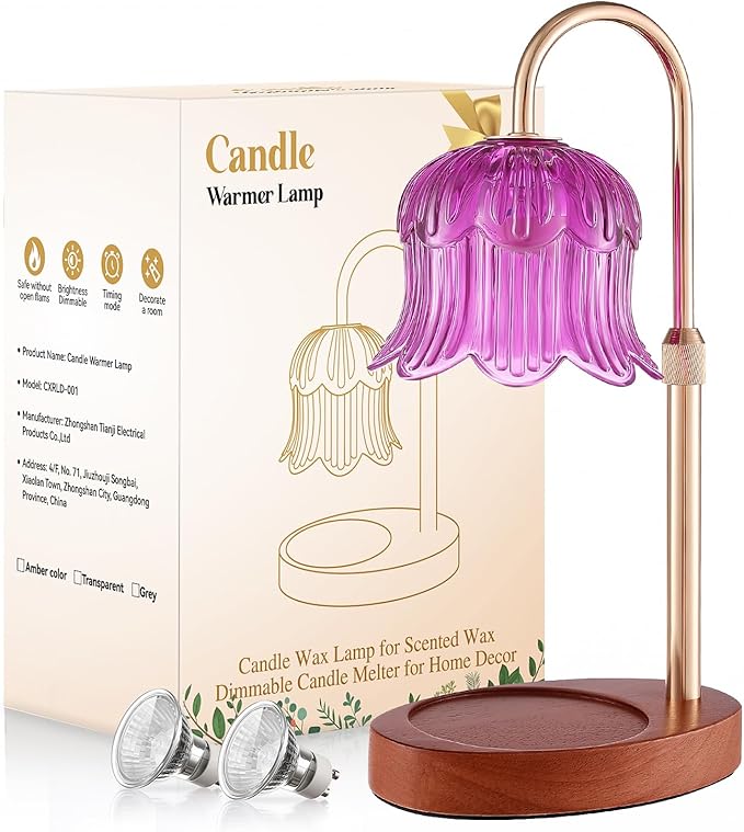 Candle Warmer Lamp Adjustable Timer Electric-Purple Flower-Shaped Wax lamp