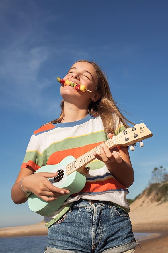 Loog Wood Soprano Ukulele for Kids & Beginners, App & Lessons, All Ages (Green)