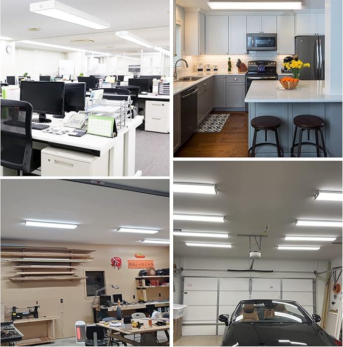 hykolity 4FT LED Wraparound Light with 3 Wattages/3 Lumens/3 CCT Selectable, 55W/65W/75W, 5500lm/6500lm/7500lm, 3000K/4000K/5000K 4 Foot LED Wrap Light Fixture, Flush Mount Office Ceiling Light, ETL