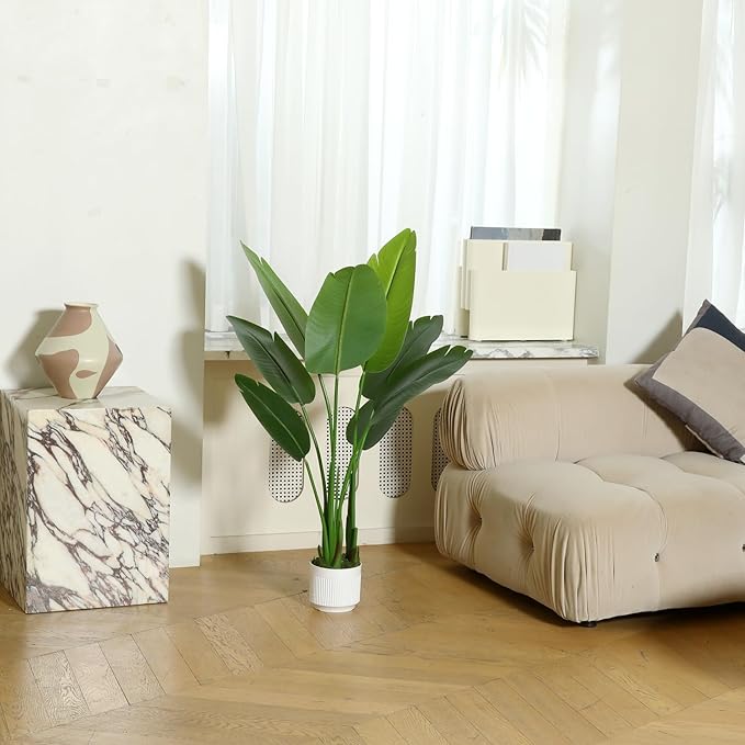Bird of Paradise Plant Artificial 4ft,Faux Plants Indoor Tall with 8 Trunks - The Perfect Indoor Silk Floor Plant for Home Decor in Living Room, Office, and Bedroom (4FT Bird of Paradise)
