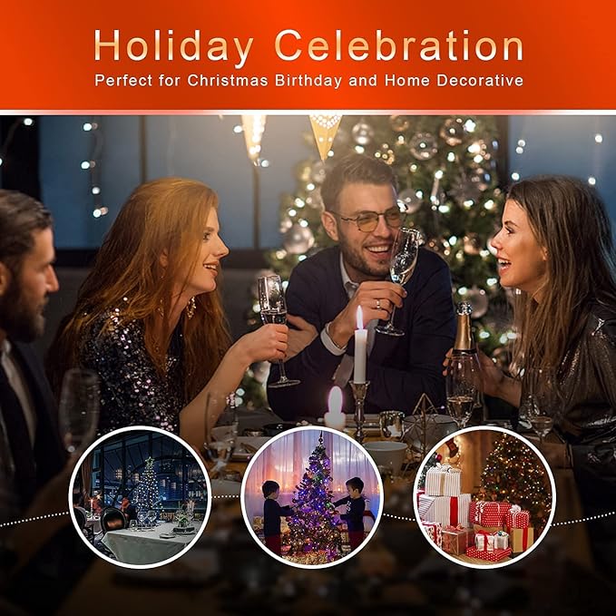 FUNIAO (New) Christmas Decoration Lights, 320 LED Waterproof String Lights with Star Topper, 8 Light Modes for Christmas Tree Decoration, Holiday, Wedding (Multicolor)