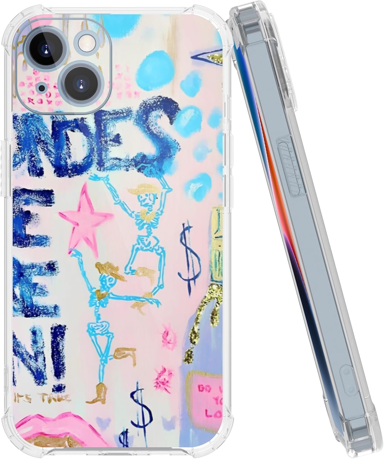 Preppy Art Phone Case Fit for iPhone 15 Plus, Wireless Charging Shockproof Clear Blondes Have More Fun Phone Cover Gift