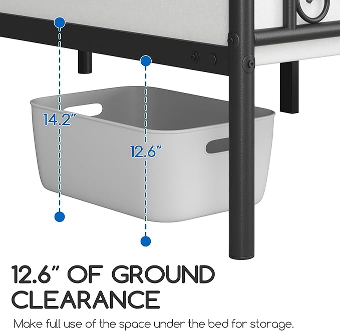 Yaheetech Twin Bed Frames Metal Platform Bed with Headboard and Footboard No Box Spring Needed Easy Assembly,Under-Bed Space: 12.6''/Black/Twin Bed