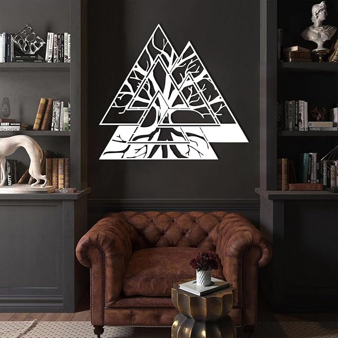 Metal Viking Wall Decor, Tree of Life Metal Wall Art, Norse Viking Decor, Norse Pagan Decor, Pagan Wall Decor, Tree of Life Wall Sculpture, Scandinavian Home Decor, Godly Home Decor (Black, 24"x14"|60x60cm)