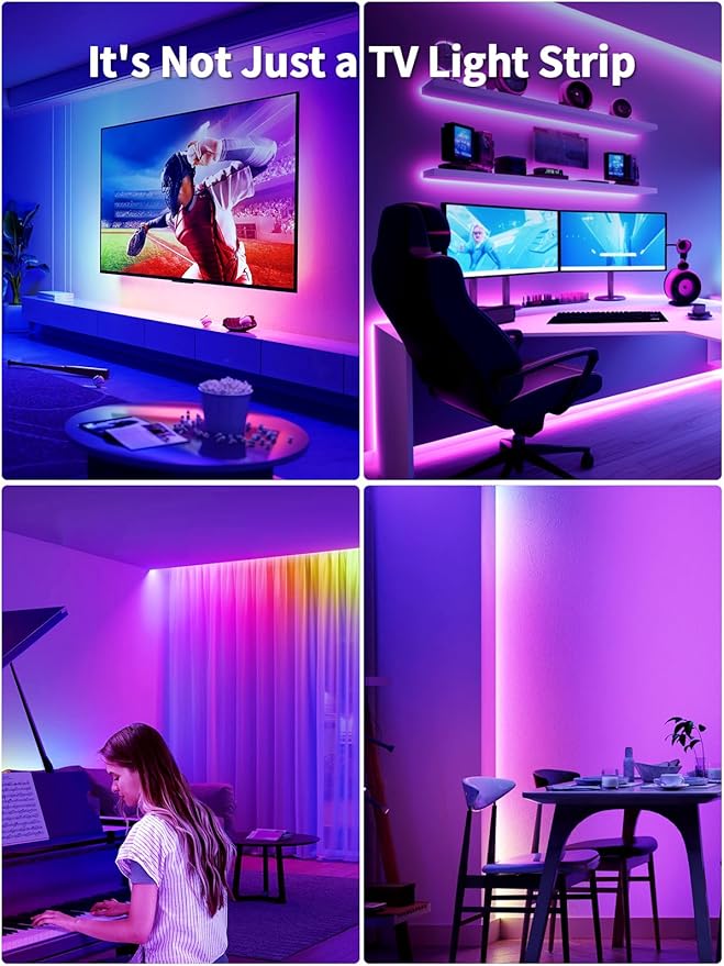 LED Lights for TV, 23ft Backlights for 75-100in TV, RGB Backlight with Music Sync Bluetooth APP and Remote Control, USB Powered LED Strip for Bedroom Home Decor