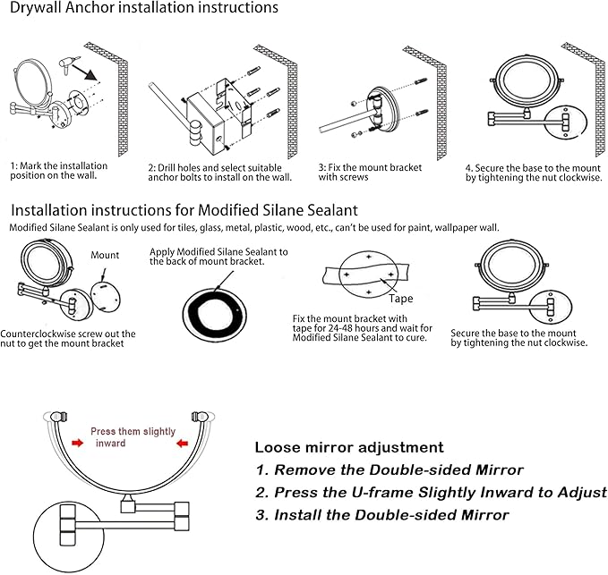 Brushed Brass Lighted Wall Mounted Mirror Magnifying 1×10×, 8-Inch Rechargeable Double Sided, Touch Dimmable Extended Arm 360 Rotation Cosmetic Mirror for Bathroom, Matt Black