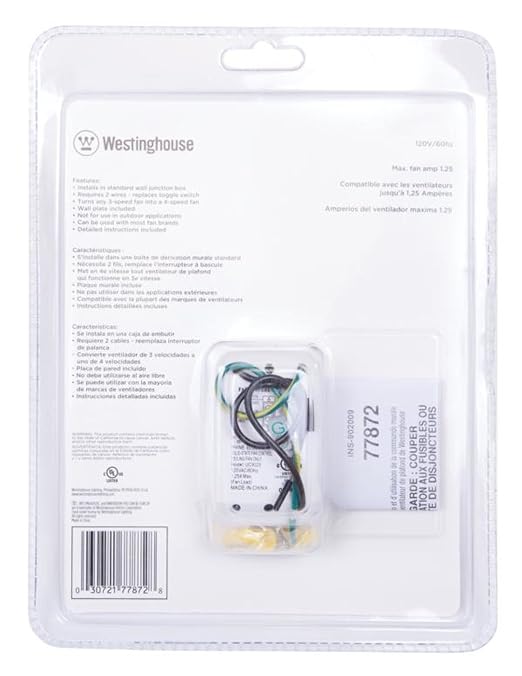 Westinghouse 7787200 Ceiling Fan Wall Control , White