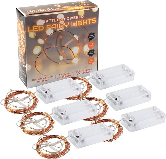 innotree 6 Pack LED Fairy String Lights Battery Operated with Timer, 10Ft 30LEDs Battery Powered Copper Wire Mini Firefly Twinkle Lights for Bedroom, Christmas, Wedding, Party Decoration, Warm White