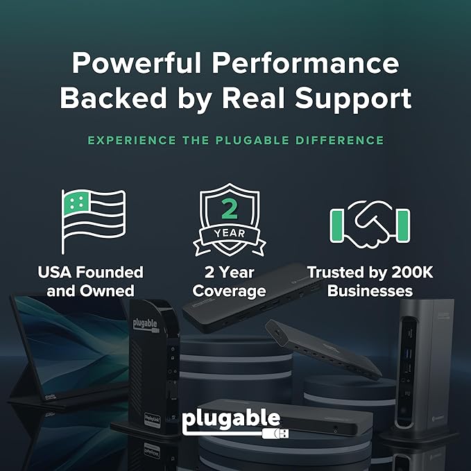 Plugable Dual Monitor Adapter for M1/M2/M3/M4 macOS Systems, Windows, ChromeOS. Broad Compatibility - Thunderbolt, USB-C, USB 3.0 to HDMI Adapter for Dual Monitors 1920x1080 @60Hz, SMI Driver Required