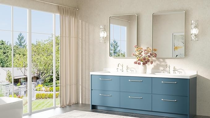 TETOTE Brushed Nickel Mirror 22 x 30 Brushed Nickel Metal Framed Bathroom Mirror, Tempered Glass, Modern Farmhouse Wall Mounted Mirror for Decorative(Horizontal/Vertical)