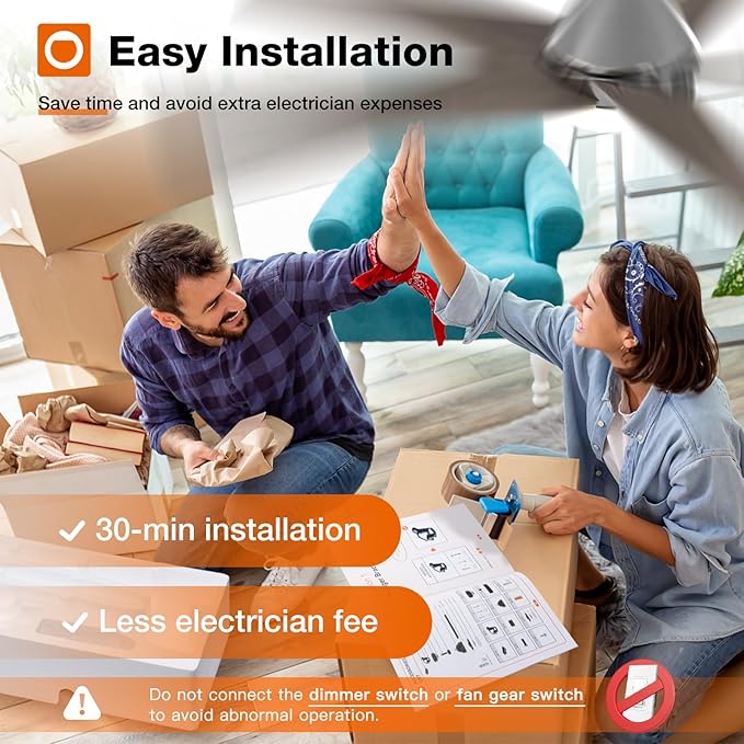 addlon Ceiling Fans with Lights, 52 inch Low Profile Ceiling Fan with Light and Remote Control, Flush Mount, Reversible, 3CCT, Dimmable, Noiseless, Nickel Ceiling Fan for Bedroom, Indoor/Outdoor Use