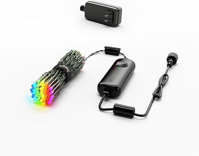 Twinkly Strings 100 LED RGB, LED Light String for in- and Outdoor, Smart LED Lights, Mappable LEDs, Compatible with Alexa and Google Home, IP44, Controlled by App, Green Wire, 8m