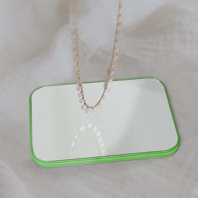 10Pcs Table Desk Vanity Makeup Mirror, 8-Inch Simple Portable Travel Mirror with Stand, Standing and Wall Hanging Dual-use Green