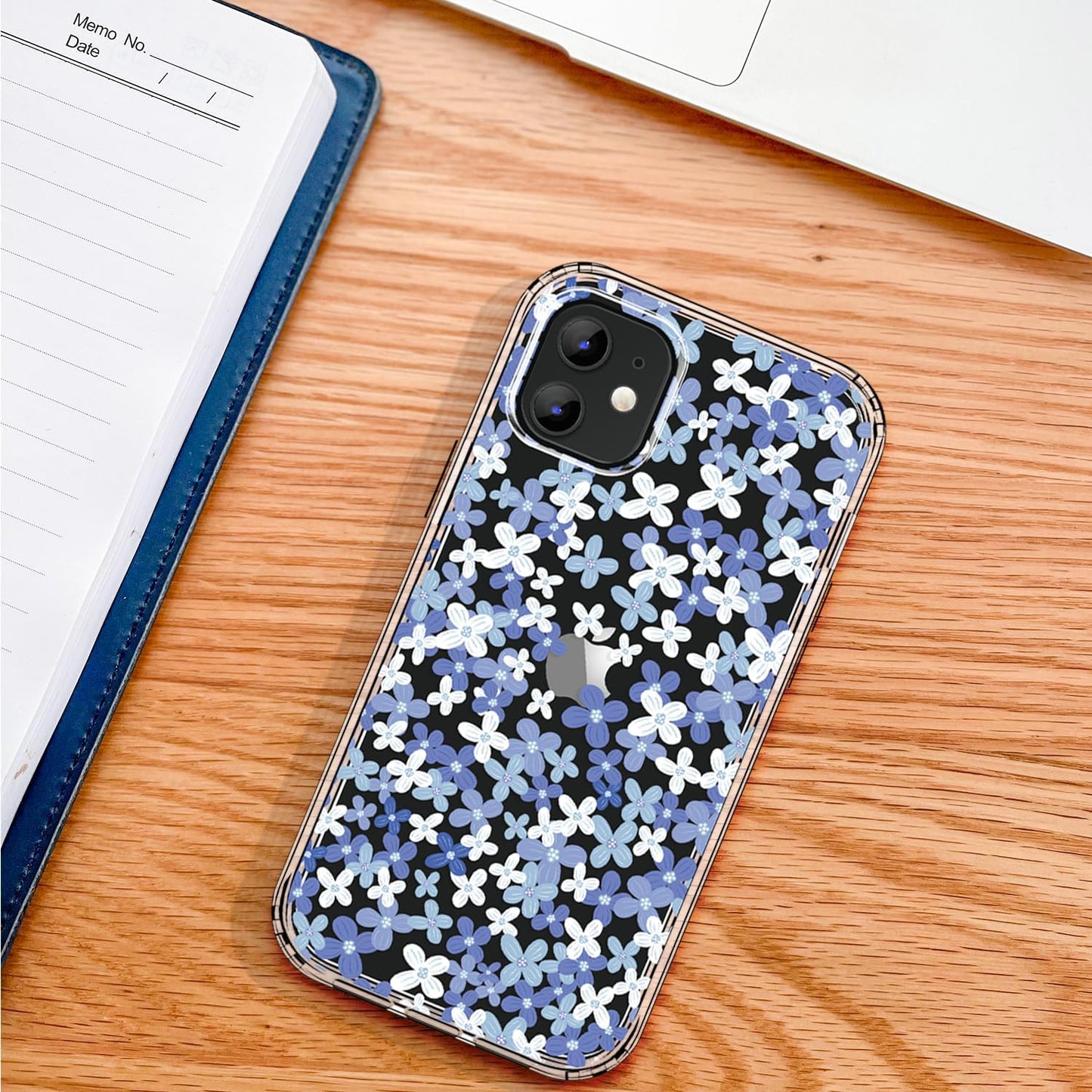 Floral Design Clear Case for iPhone 11, Cute Slim TPU Cover + Shockproof Bumper for Women and Girls (Simple Elegant