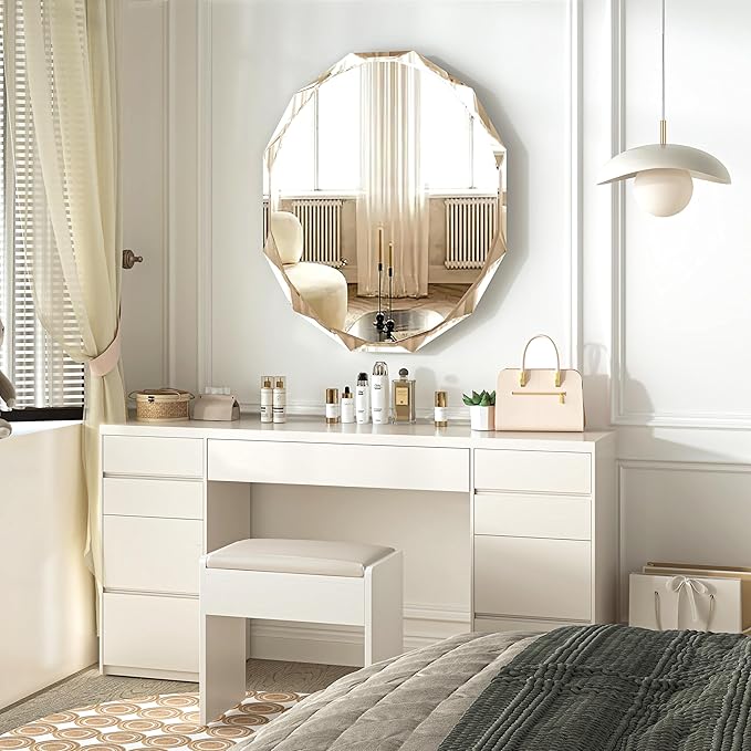 Silver Wall Mirror-Beveled Edge Frameless Mirror for Bathroom, Vanity, Bedroom, Rectangle Mirrors(24X30inch)