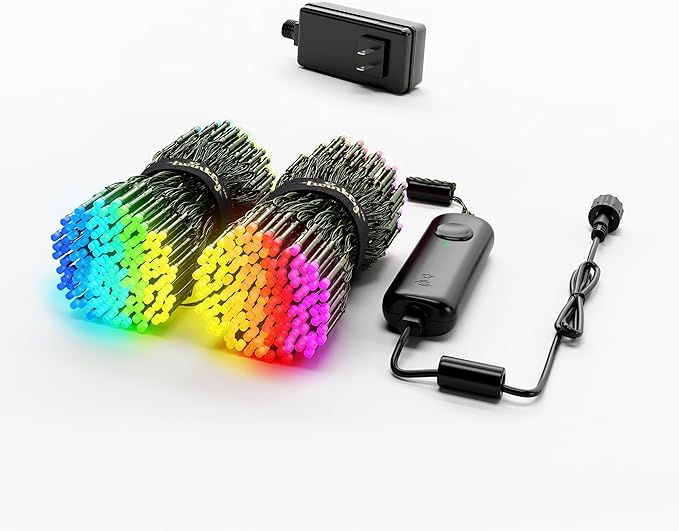 Twinkly Strings 600 LED RGB, LED Light String, Smart Multicolor LED Lights, Christmas Lights, Mappable LEDs, IP44, Green Wire, Packaging May Vary, 157.5ft