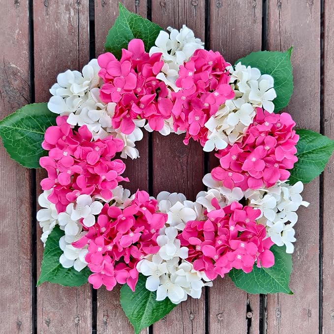 Hydrangea Artificial Flowers, 20 Pcs Hot Pink Hydrangea Artificial Flowers Bulk, Faux Hydrangea Flowers For Outdoor, Fake Silk Fuchsia Hydrangea Flowers With Stems For Wedding Decoration Decor