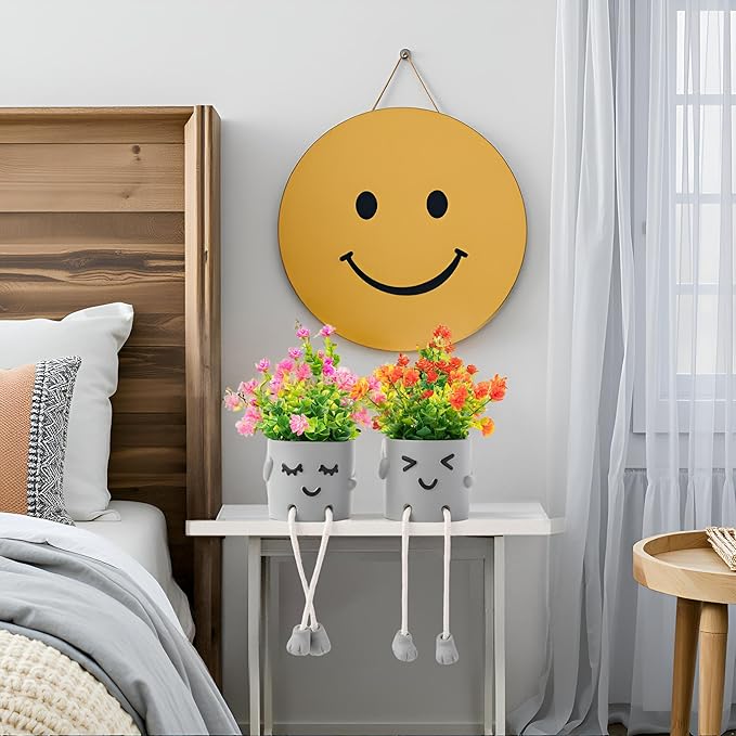 2 Packs Cute Fake Plants, Kawaii Artificial Potted Plants for Table Desk Home Bedroom Bathroom Office Shelf Office Wall Room Farmhouse Decor Artificial Plants B3