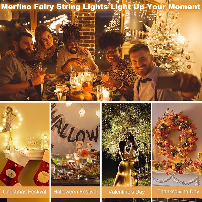 20 Pack Fairy Lights Battery Operated - 3 Speed Modes, 7Ft 20 LED String Twinkle Lights, Waterproof Copper Wire, Mini Firefly Light for Mason Jars Vases Christmas Decor, Warm White