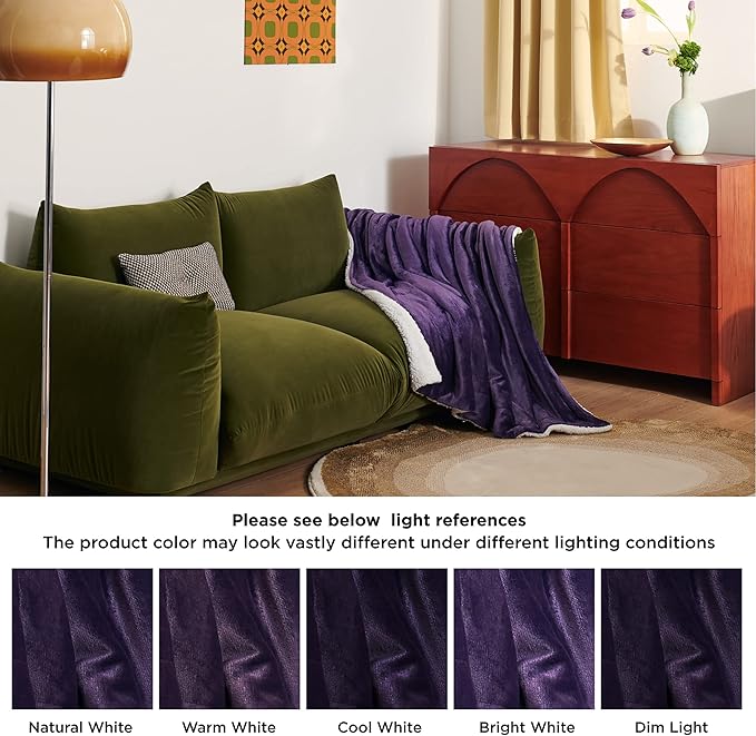 Bedsure GentleSoft Sherpa Fleece Throw Blanket Twin Size for Couch - Thick and Warm Throw for Girls and Women, Soft Fuzzy Plush Twin Blanket for Winter, Purple, 60x80 Inches