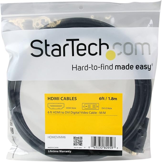 StarTech.com 6ft HDMI to DVI D Adapter Cable - Bi-Directional - HDMI to DVI or DVI to HDMI Adapter for Your Computer Monitor (HDMIDVIMM6)