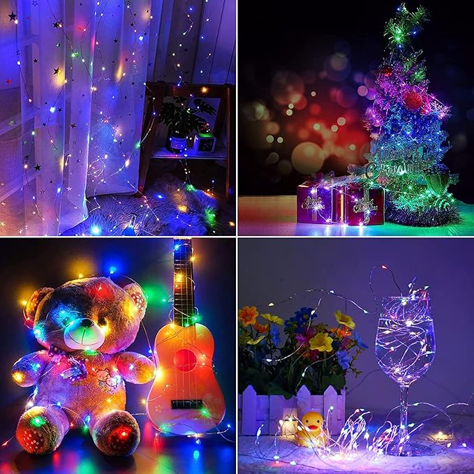 12 Pack Valentine's Day Fairy Lights Battery Operated, 3 Speed Modes, Extra 12 Batteries for Replacement, 7Ft 20 LED Mini String Light, Waterproof Twinkle Firefly Lights, Multi-Colored