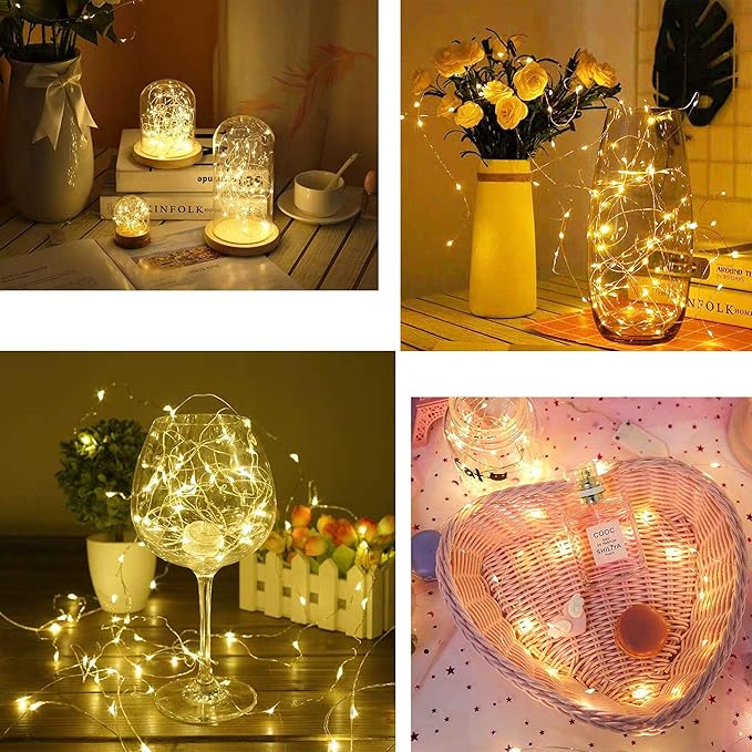 YJFWAL 12 Pack 10ft 30LED Starry String Lights with 8 Modes Timer Function Waterproof Fairy Lights Battery Operated(AAA Batteries Included) for DIY, Wedding, Party, Patio, Garden Decor (Warm White)