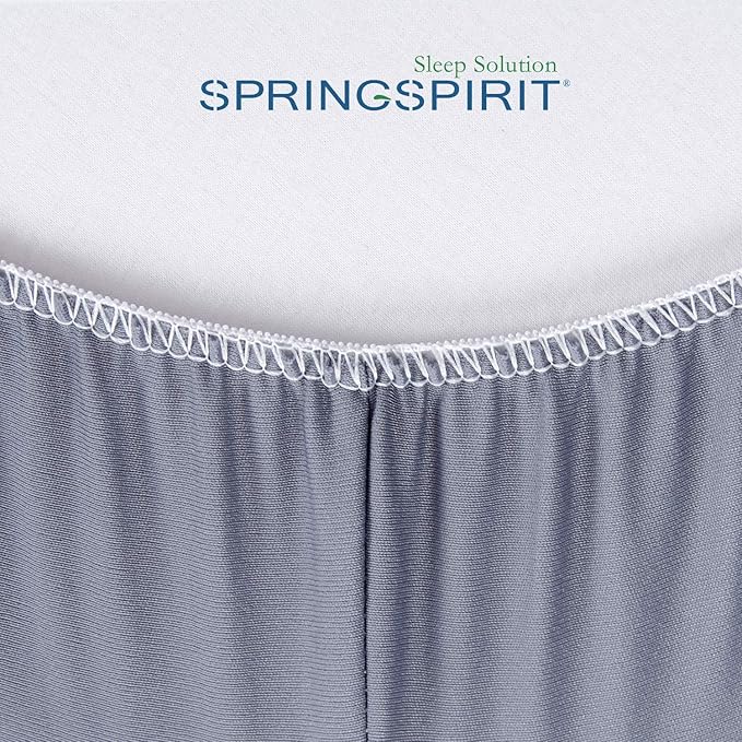 Box Spring Cover King Size, Alternates for Bed Skirt, Smooth and Elastic Woven Material Wrap Around 4 Sides of The Box Spring, Wrinkle & Fading Resistant, Washable, Dustproof, Grey