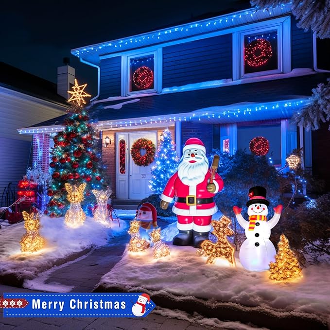 JMEXSUSS 33ft 100 LED Blue Christmas Tree Lights, Battery Operated Christmas Lights with 8 Modes Remote Waterproof Outdoor Indoor for Halloween Christmas Outside Decorations