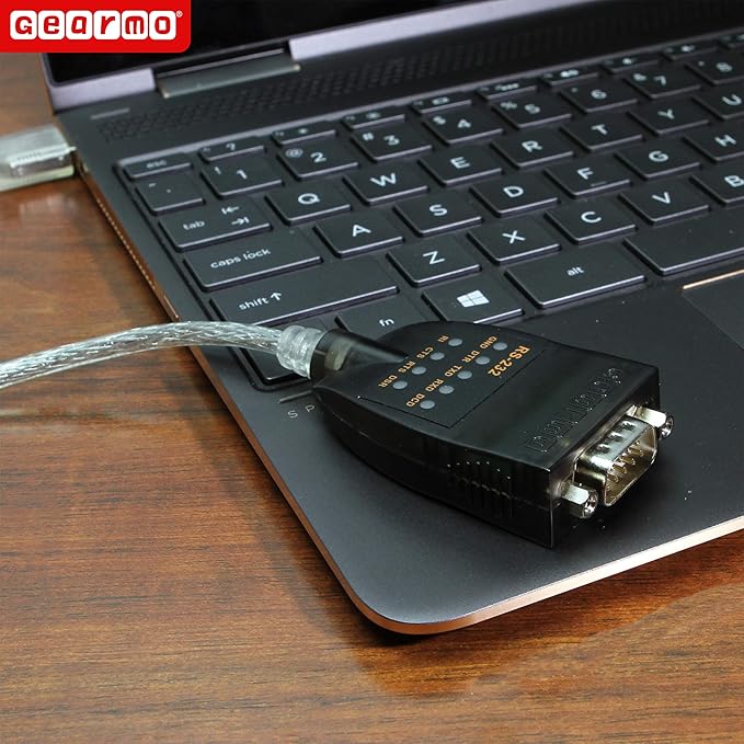 Gearmo USB to RS-232 Serial Adapter w/LED Indicators Windows 11 Support