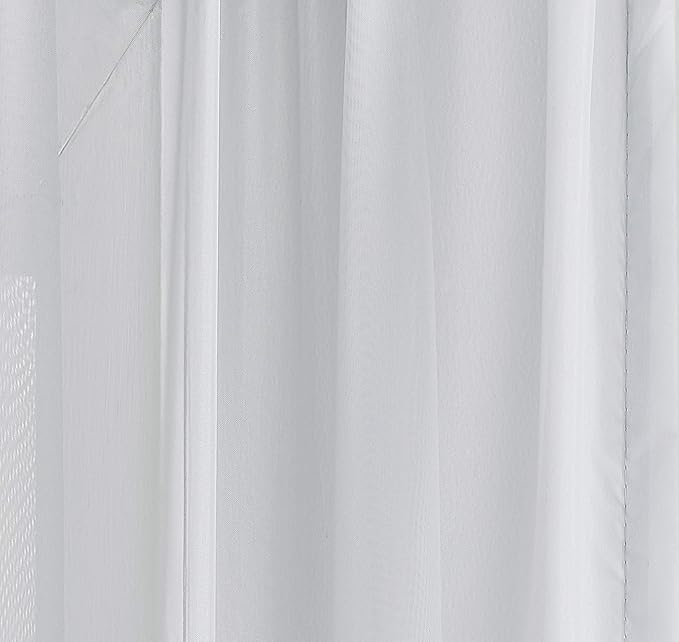 LINENZONE Pair of 2 Rod Pocket Short Window Treatments. Great Farmhouse Style Sheer Curtains for Living Room, Bedroom, Dining Room, Patio or Canopy Bed. (Amazing Sheers - 56" W x 40" L, Silver)