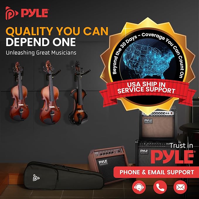 Pyle 1/2 Size Beginner Violin Starter Kit, Violin Starter Package with Travel Case & Bow, Extra Strings, Digital Tuner, Shoulder Rest & Cleaning Cloth for Students, Kids, Adults