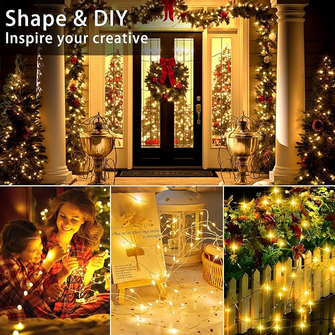 VOOKRY 32 Pcs LED Fairy Lights Battery Operated String Lights - 10 ft 30 LEDs Waterproof Copper Wire Mini Firefly Starry Moon Lights for DIY Crafts Wedding Party Bedroom Table Centerpieces Christmas