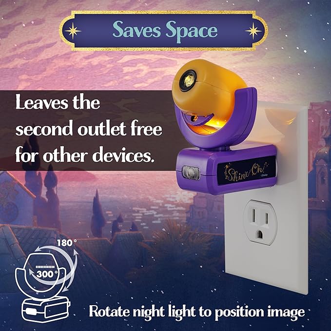 Projectables Disney Wish LED Night Light Plug-in Dusk-to-Dawn Projector Ideal for Kids Girls Boys Nursery Playroom Bathroom Bedroom 80089