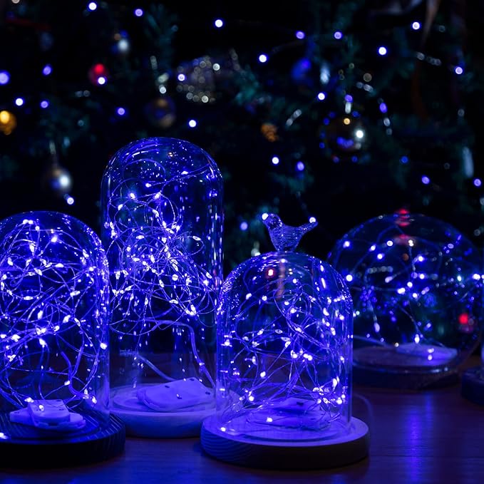 12-Pack LED Fairy Lights 7 Feet Battery Powered Waterproof Silver Wire 20 Slim Copper Wire Pastel Lights for DIY Wedding Party Bedroom Patio Easter Christmas (Blue)
