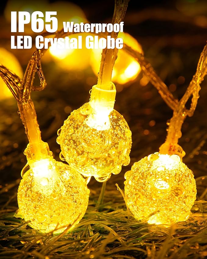 Minetom Crystal Globe String Lights - 33 ft 100 LED USB Color Changing Globe Ball Fairy Lights with Remote and Timer, Waterproof for Bedroom Tent Loft Bed Window Party, 16 Colors and Multicolor, RGB