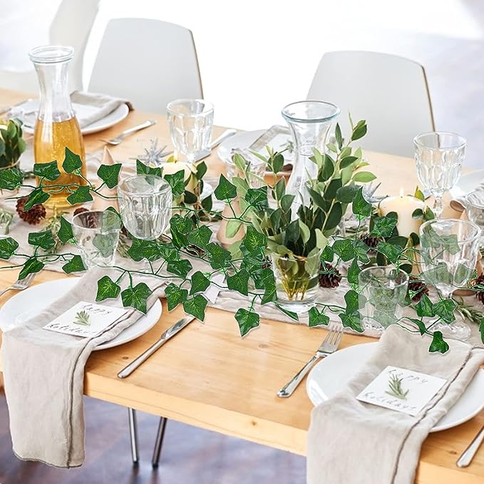 RECUTMS Fake Vines 24 Pack 173 FT Artificial Ivy Leaves Wall Decor Leaf Plants Greenery Garland Hanging Plant Vine Fake Leaf Vines for Room Garden Office Wedding Wall Decor