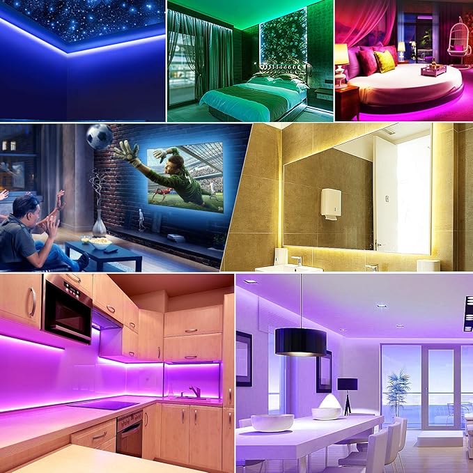 HOUHUI USB LED Strip Lights Kit, 4 Pre-Cut 1.64ft/6.56ft RGB LED Light Strips, Color Changing TV Backlights with Remote, RGB 5050 Bias Lighting for TV, PC, Monitor, Home Theater, DIY Decoration