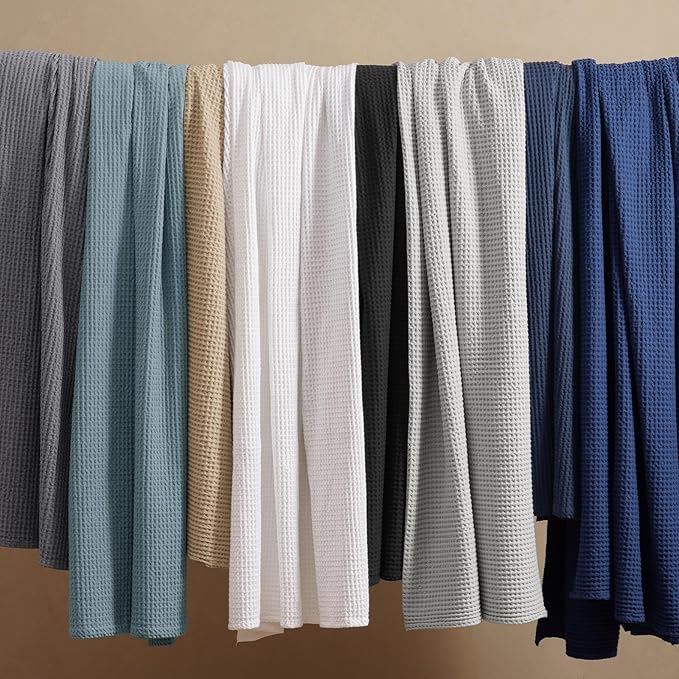 PHF 100% Cotton Waffle Weave Blanket Twin Size for Bed,Snag Proof Lightweight Breathable Moisture-Wicking Throw for Couch,Great for Layering in Cold Weather,Machine Washable,Home Decor Gift-White