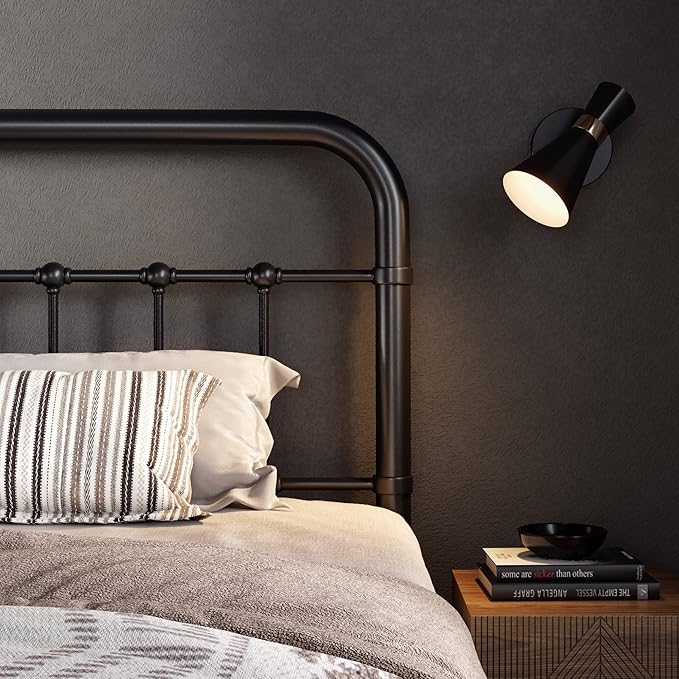 Allewie Full Size Metal Platform Bed Frame with Victorian Style Wrought Iron-Art Headboard/Footboard, No Box Spring Required,Black