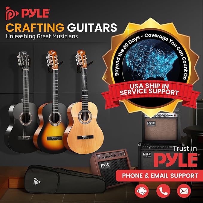 Pyle 6 String Acoustic Guitar, Right, 6 Brown Burst, Gloss, 36" (PGACLS82BB)