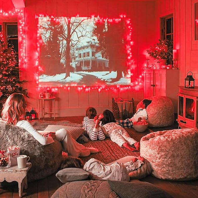 JMEXSUSS Red Christmas Lights Outdoor Indoor, 66ft 200 LED Red String Lights Clear Wire, 8 Modes Xmas Twinkle Fairy Light Plug in for Tree Room Party Christmas Decorations
