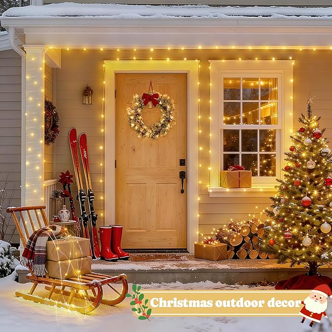 JMEXSUSS 2 Pack Fairy Lights Battery Operated with Remote, Total 400 LED 132ft Battery Powered String Lights, Christmas Twinkle Lights for Bedroom Indoor Outdoor Patio Tree Christmas Decor, Warm White