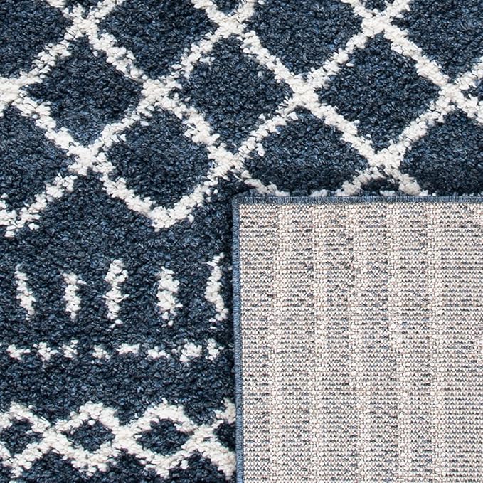 SAFAVIEH Arizona Shag Collection Area Rug - 5'1" x 7'6", Slate Blue & Ivory, Moroccan Design, Non-Shedding & Easy Care, 1.6-inch Thick Ideal for High Traffic Areas in Living Room, Bedroom (ASG741L)
