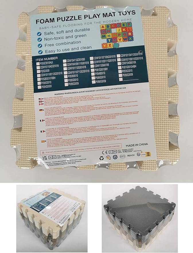 MQIAOHAM® 18 Pieces Puzzle Play Mats, Soft Baby Play Mat, Kids Interlocking Foam Floor Tiles, Toddlers Carpet Playmats G301018-107112